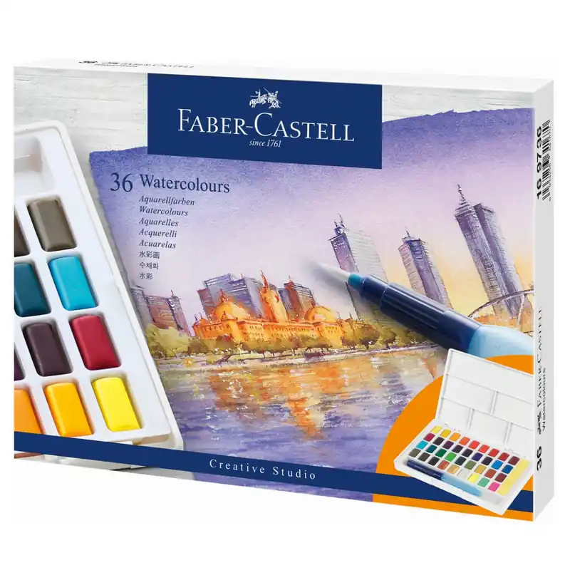 Zertifiziert Aquarellfarben Creativ Studio - 36er KunststoffetuiFaber-Castell 169736